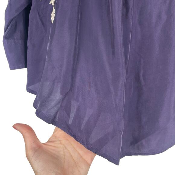 Johnny Was Curacao Floral Embroidered Oversized Tunic Shirt Size XS - Picture 12 of 13